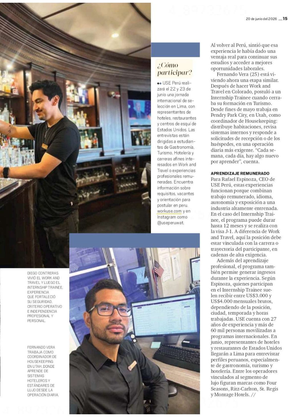 Talento internacional: dos jóvenes peruanos cuentan cómo la experiencia remunerada en EE.UU. transformó su carrera — Revista Somos, 20/06/2026 (página 2 de 2)